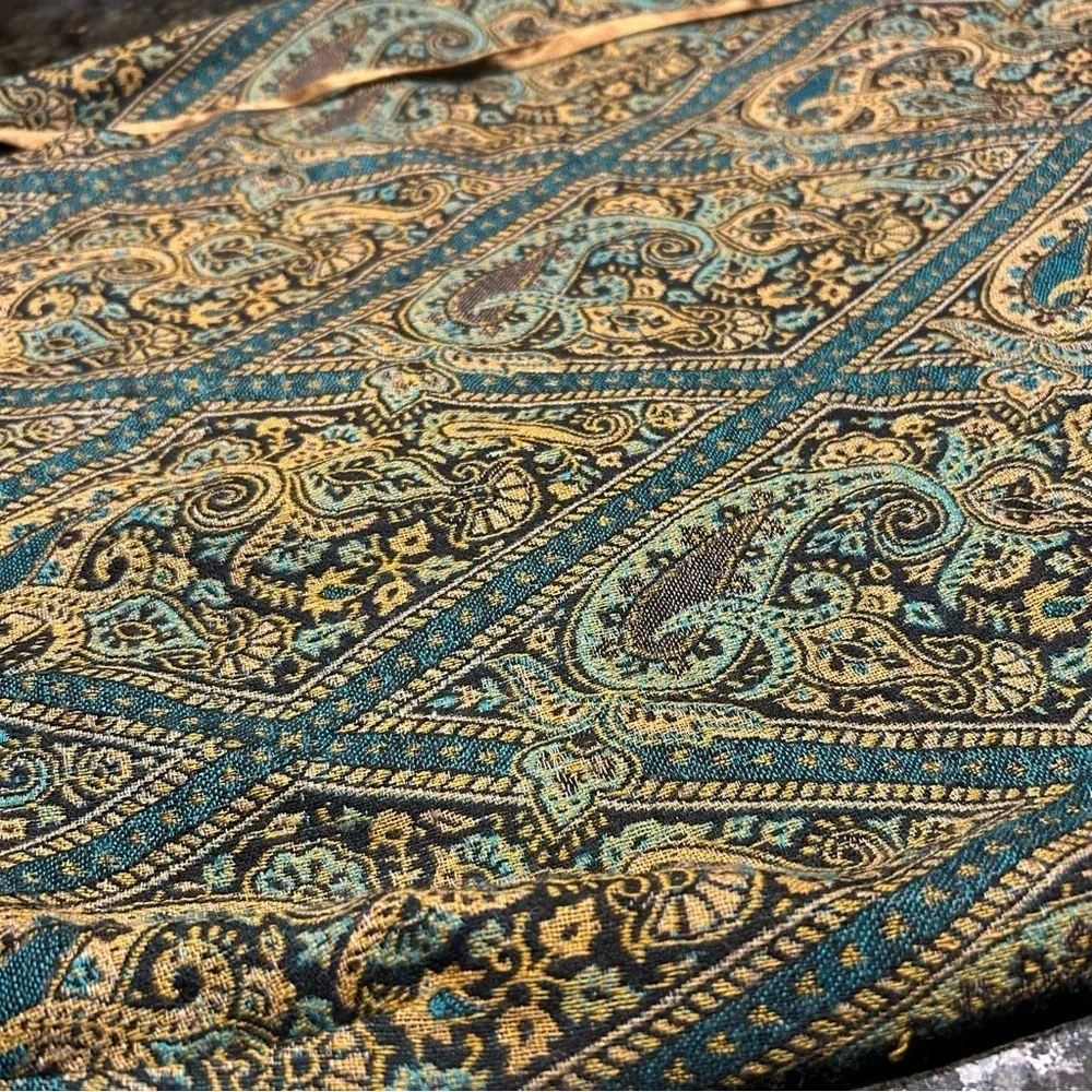 Vintage Karen Kane Wool A-Line Wrap Paisley Skirt with Fringe Size M/L